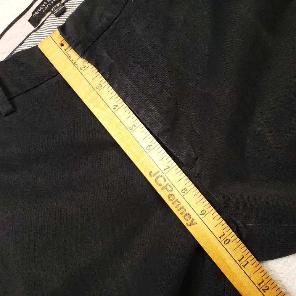 Banana Republic Aiden Chino Men 32x30 Black Cotton Slim Fit Straight Leg Pants